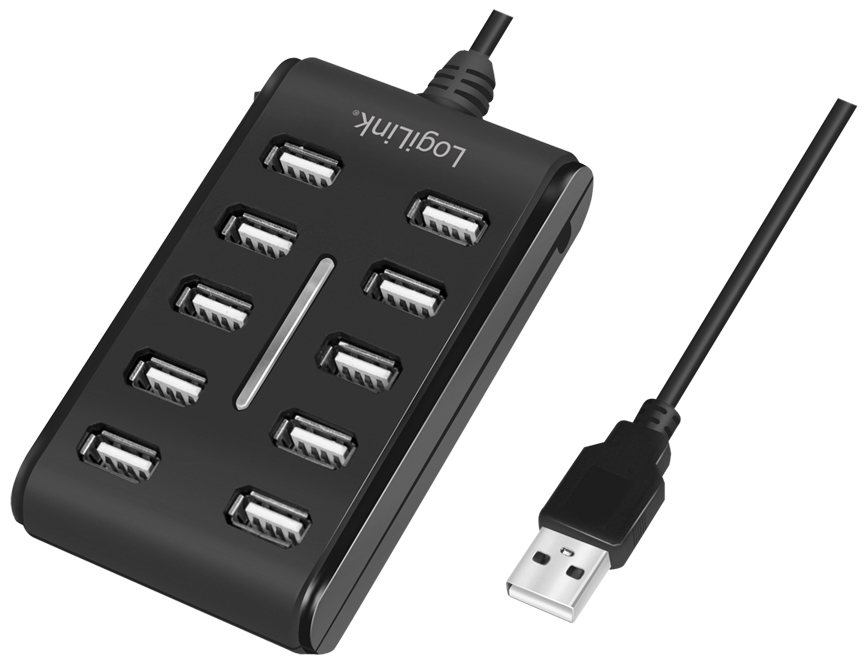 4260113574676 - LOGILINK UA0125 - USB 20 HUB 10-port inkl 35A Netzt schwarz