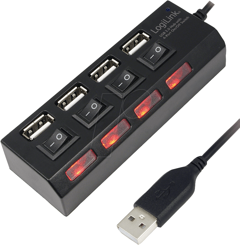 4260113575307 - LOGILINK UA0128 - USB 20 Hub 4-Port mit EIN AUS Schalter