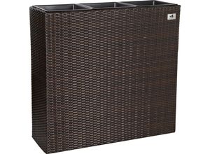 4260124214523 - Raumteiler Pflanzkübel Polyrattan 76x26x73cm bicolor braun 3x Kunststoff-Einsätze