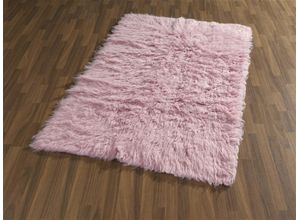 4260133930049 - Wollteppich BÖING CARPET Flokati 1500 g Teppiche Gr B L 160 cm x 230 cm 60 mm 1 St rosa (rosé) Esszimmerteppiche Handweb Teppich Uni-Farben reine Wolle handgewebt