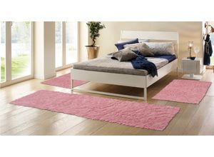 4260133930056 - Bettumrandung BÖING CARPET Flokati 1500 g Gr B L (Brücke) 70 cm x 140 cm (2 St) B L (Läufer) 70 cm x 270 cm (1 St) U-förmig rosa (rosé) Bettumrandungen Bettvorleger Läufer-Set Uni-Farben reine Wolle handgewebt