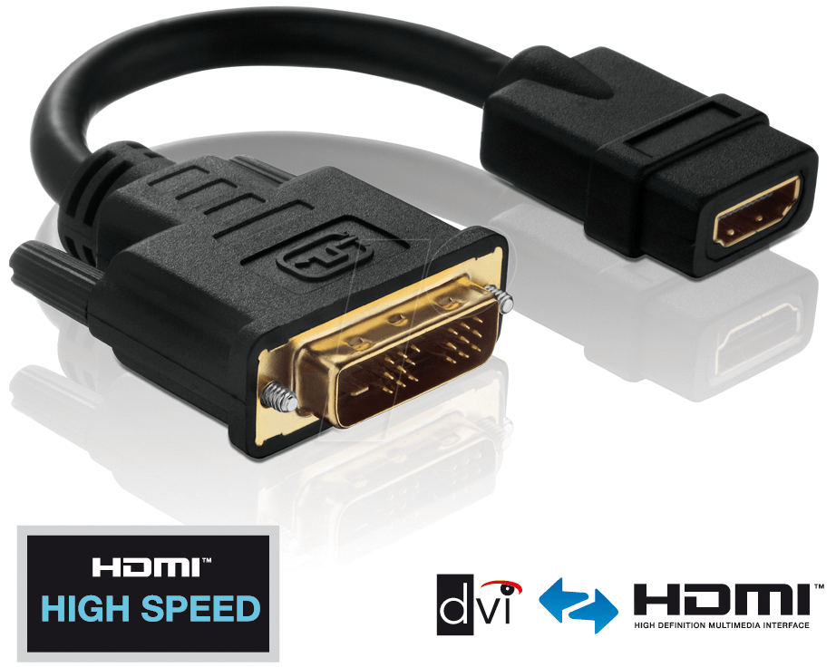 4260134119177 - Purelink - PureInstall - Video-   Audio-Adapter - hdmi   dvi - dvi-d (m) bis hdmi Typ a (w) - 10cm - Dreifachisolierung - Schwarz (PI065) (PI065)