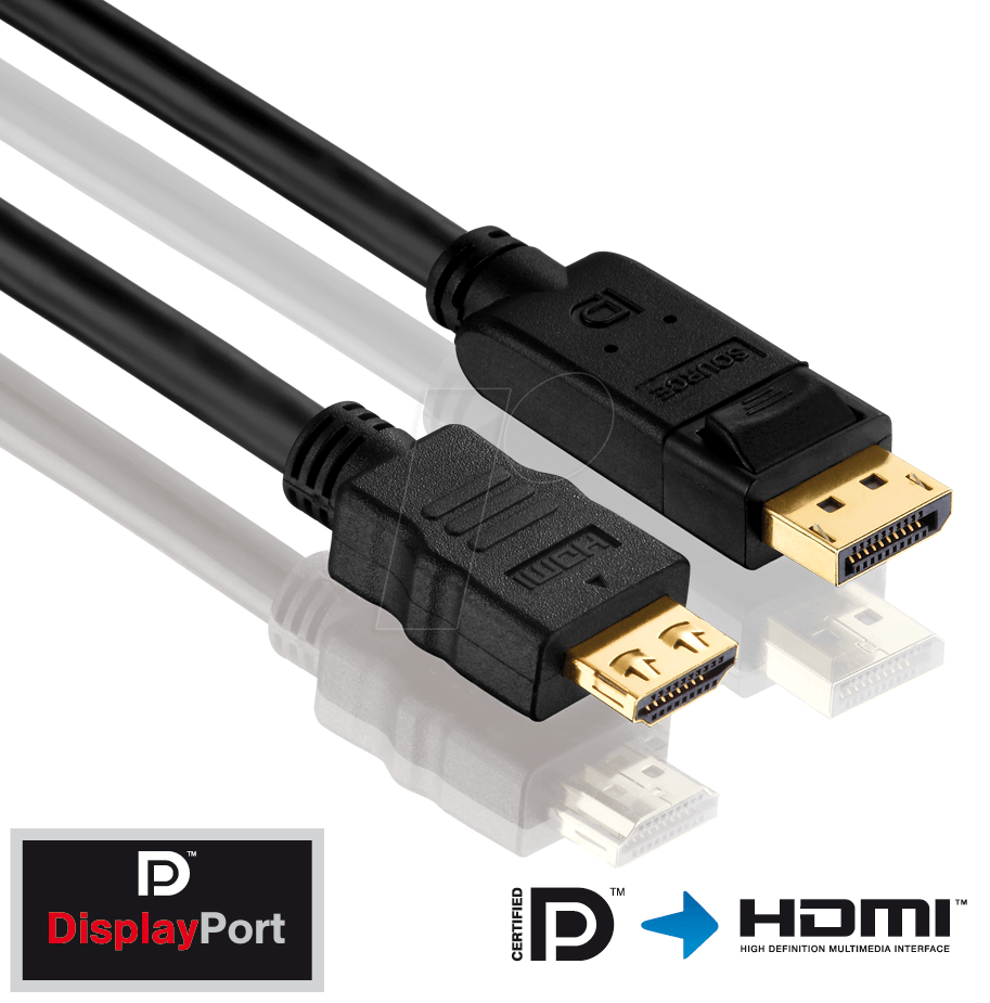 4260134120272 - PureInstall - Videokabel - DisplayPort   hdmi - hdmi Typ a (m) bis DisplayPort (m) - 10m - Dreifachisolierung - Schwarz (PI5100-010) (PI5100-010)