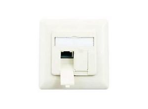 4260134930956 - M-CAB - Wanddose - CAT 6 - RJ-45 X 2 - RAL 9010 Clean White - Abdeckung mit einer Aussparung