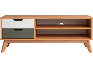 4260138258520 - Lowboard INTER-FURN Scandik Sideboards Gr B H T 110 cm x 42 cm x 40 cm 2 braun (honigfarben lackiert weiß grau) Lowboards praktisch und aus massiver Kiefer