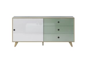 4260138259404 - Les - Adelaide Sideboard 1 Tür 3 Schubladen weißgrün