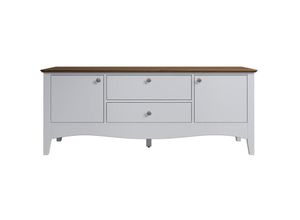 4260138268437 - TV-Board INTER-FURN Lissabon Sideboards Gr B H T 140 cm x 58 cm x 42 cm 1 St weiß (kiefer massiv mdf lackiert kiefer kaffeebraun lackiert) Kiefer teilmassiv Metallgriffe BHT 1405842 cm