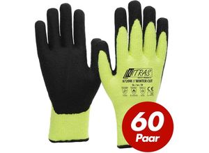 4260144424414 - Nitras Winter-Cut Handschuhe TAEKI5 6720W - neon-gelb Latexbeschichtung Schnittschutz Kälteschutz Kontakthitzebeständig - 60 Paar - Größe11