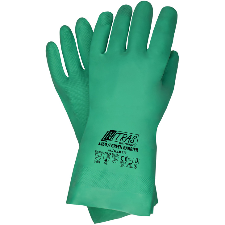 4260144426326 - Nitril-Handschuhe GREEN BARRIER EN 388 EN 374 Kat III Läng