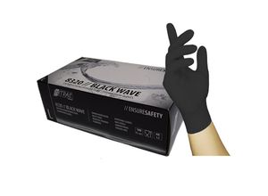 4260144437759 - No Brand - nitras 8320 Black Wave Einmalhandschuhe - Einweghandschuhe puderfrei und extrem reißfest perfekt in einer Box zum Dosieren - Größe10