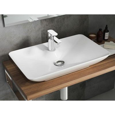 4260155262548 - Design Keramik Aufsatzwaschbecken Eckig Waschschale Waschtisch KBLeon002 65 x 40 cm - Aqua Bagno