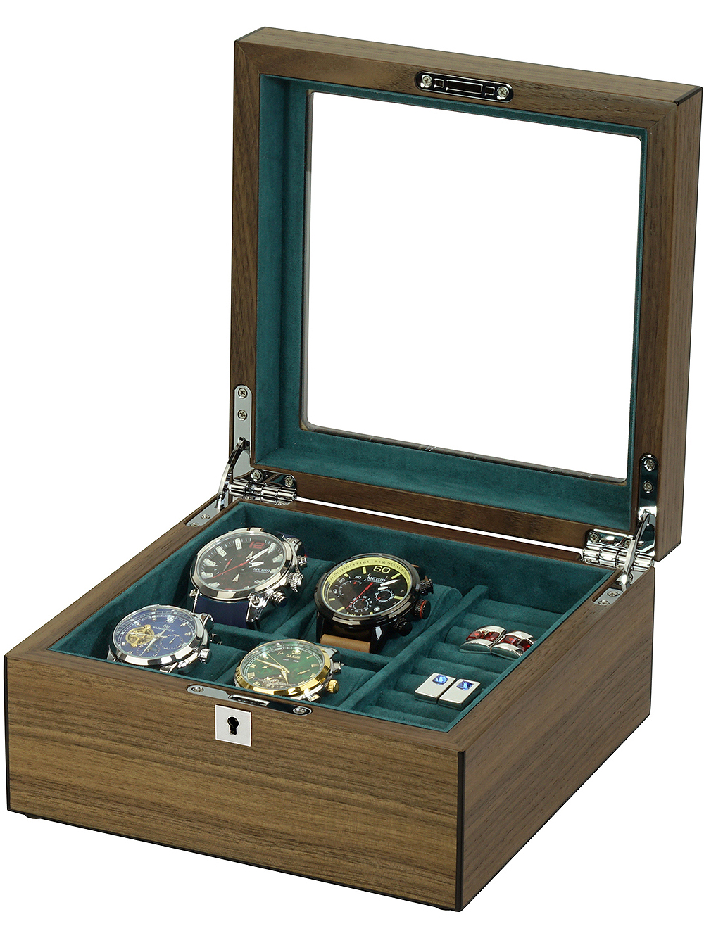 4260156291783 - Uhrenbox RS-2440-W für 4 Uhren und Manschettenknöpfe