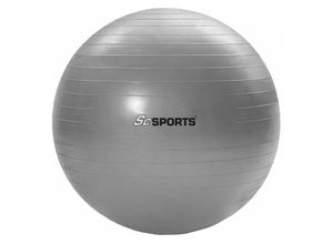 4260180091151 - ScSPORTS® Gymnastikball - 65cm mit Pumpe bis 180 kg Anti Burst Rutschfest Gummi Silber - Fitnessball Bürostuhl Sitzball für Pilates Yoga