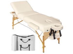 4260182871010 - Tectake - 3 Zonen Massageliege mit 10cm Polsterung und Holzgestell - Kosmetikliege Behandlungsliege Massagebank - beige - beige