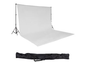 4260182876022 - tectake® Fotohintergrund-Set 6 x 3 m mit 2 Teleskopständern aus Aluminium inklusive Tragetasche