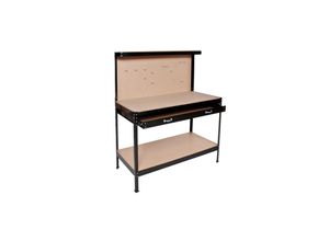 4260182876879 - tectake® Werkbank mit Lochwand 12 Haken 120 x 60 x 156 cm Kunststoffkappen an den Füßen