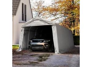 4260187837608 - 33x6m Zeltgarage PVC-Plane grau mit Statik (Erduntergrund) - (58450)