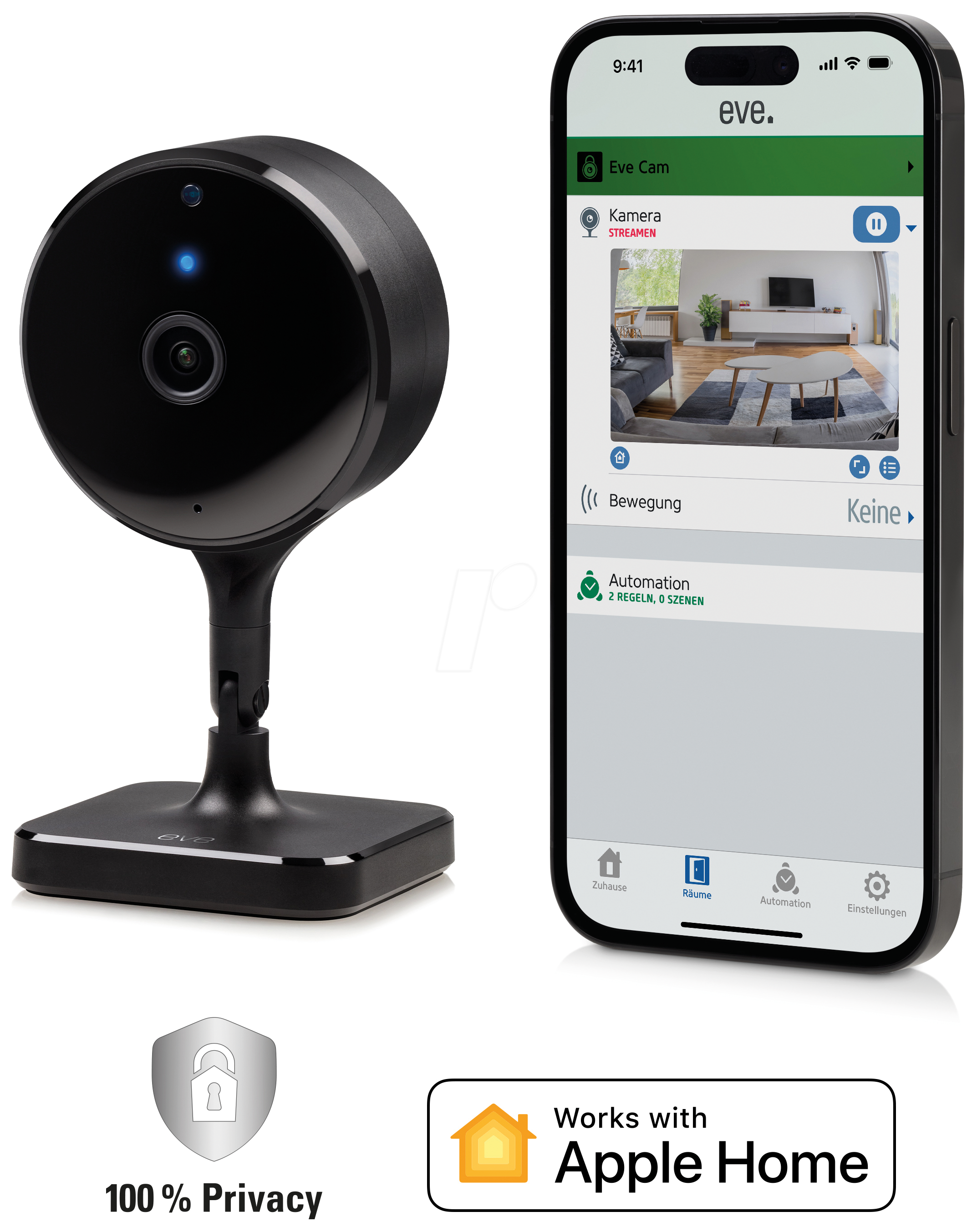 4260195392427 - EVE CAM 2023 - Eve Cam Smarte Innenkamera  Apple HomeKit