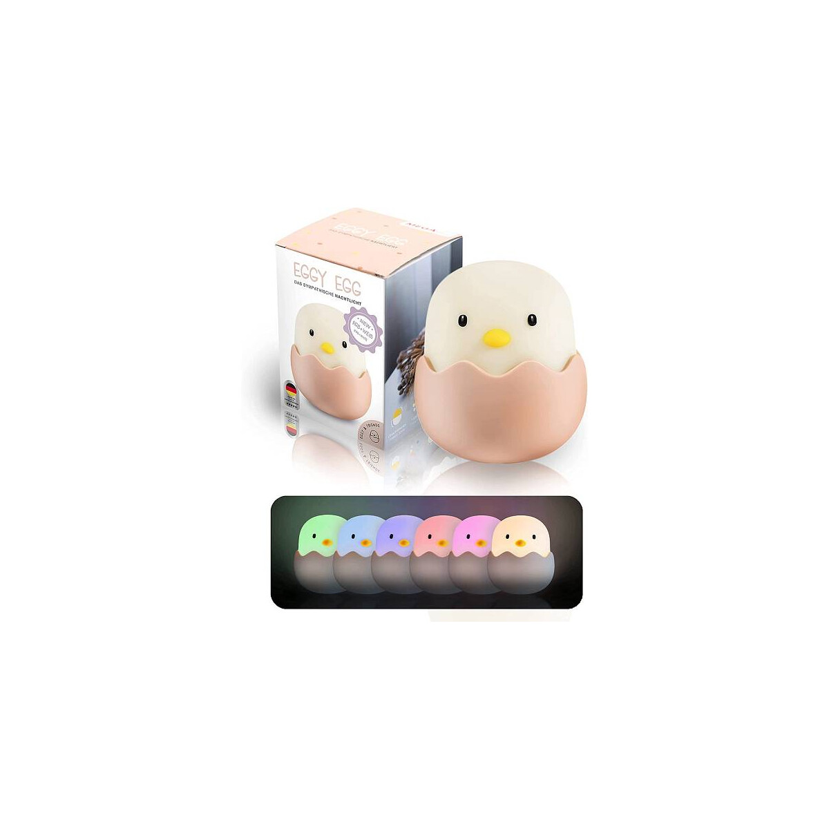 4260198487991 - Mega Light - led Nachtlicht eggy egg per usb aufladbar dimmbar 7 Lichtfarben - Höhe 12cm