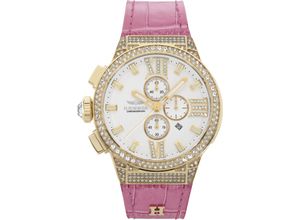 4260207819461 - Chronograph HAEMMER GERMANY FANNY E-032 Armbanduhren pink Damen Quarzuhren Quarzuhr Damenuhr Datum Stoppfunktion Saphirglas Lederarmband