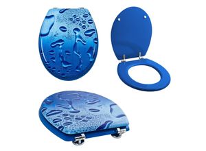 4260213368434 - Grafner® WC Sitz mit Absenkautomatik Motiv Blue Droplets Toilettendeckel