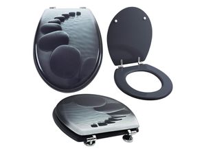 4260213368465 - Grafner® WC Sitz mit Absenkautomatik Motiv Black Stone Toilettendeckel