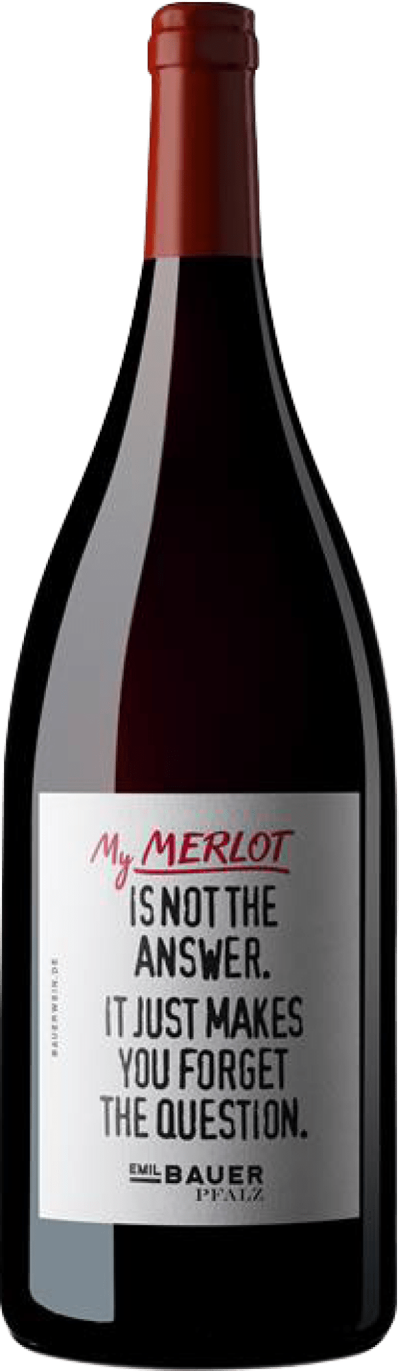 4260213819318 - Emil Bauer »My Merlot is not the answer it just makes you forget the question« - 15l Magnumflasche