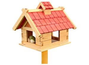 4260220423805 - 44CM Vogelhaus Rot Vogelfutterhaus Futterhaus Holz Vogelvilla Vogelhäuschen