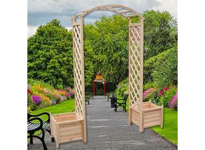 4260220425922 - Rosenbogen aus Holz Rankhilfe für Kletterpflanzen Pergola Gartenbogen inkl 2 Pflanzkübel - Melko