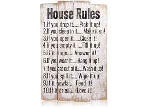 4260220427759 - Wandbild Wandbrett House Rules im Shabby Chic aus Holz40x60 cm - Melko