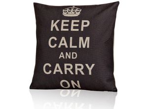 4260220429005 - Dekokissen Zierkissen Kissen mit Motiv Keep Calm inkl Füllung 45 x 45 x 15 cm - Melko