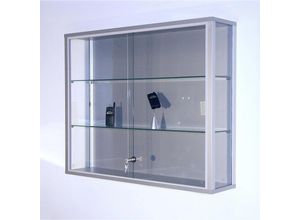 4260222860554 - Wandvitrine einhängend 2 verstellbare Glasböden abschließbare Schiebetüren ESG-Sicherheitsglas B 1000 x T 200 x H 800 mm