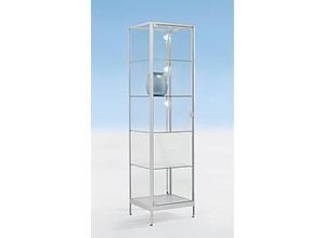 4260222862244 - Standvitrine BST Brandschutzklasse B1 5 Fächer abschließbare Flügeltür B 500 x T 500 x H 1950 mm Aluminium Glas silber