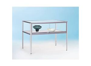 4260222862527 - Tischvitrine BST Brandschutzklasse B1 1 Fach abschließbare Schiebetür B 480 x T 600 x H 1020 mm Aluminium Glas silber