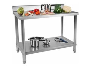 4260223024771 - Royal Catering - Arbeitstisch Neu Edelstahl Gastro Tisch Edelstahltisch Aufkantung Boden 1X06M - Silbern