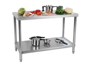 4260223024818 - Royal Catering - Arbeitstisch Neu Edelstahl Gastro Tisch Edelstahltisch Boden 12X07M - Silbern