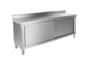 4260223028205 - Royal Catering - Arbeitsschrank Edelstahl Arbeitsplatte Schiebetüren Arbeitstisch 160kg Schrank