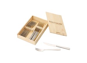 4260238061631 - Steakbesteck Essbesteck-Sets Gr 12 tlg silberfarben Besteckset Steakbesteck Essesteck-Sets Edelstahl 1810 mit Holzkassette 12 Teile