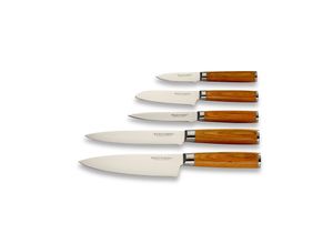 4260238061976 - Messer-Set Damaszener (Set 5-tlg) Küchenmesser-Set mit Holzgriffen in natürlicher Optik beige|silberfarben
