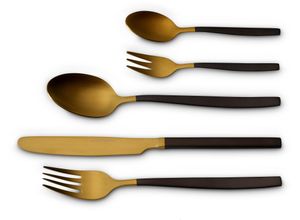 4260238063222 - Besteck-Set Positano Due Essbesteck-Sets Gr 20 tlg goldfarben (goldfarben schwarz) Besteckgarnituren Tafelbesteck PVD beschichtet zweifarbig (GoldBlack)