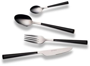 4260238063321 - Besteck-Set Basic Essbesteck-Sets Gr 24 tlg grau (schwarz edelstahlfarben) Besteckgarnituren CampingPicknickbesteck Kunststoffgriffe