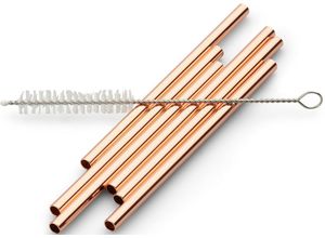 4260238064014 - Trinkhalme Small Küchenhelfer-Sets rosegold (altkupferfarben) Weitere Tischaccessoires aus Edelstahl inkl Reinigungsbürste (Trinkhalm 12cmBürste 13 cm)