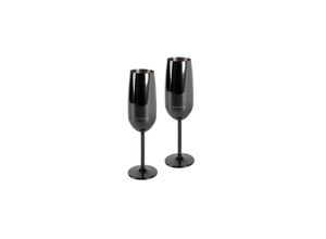 4260238064151 - Sekt- Champagnerkelch aus Edelstahl Set (schwarz 2tlg) - B-Ware sehr gut