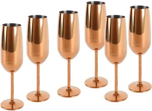 4260238064182 - Champagnerglas Trinkgefäße Gr 6er-Set braun (kupferfarben edition) Sektgläser Champagnergläser Sektglas Sektkelch Champagnerkelch bruchsicher 250 ml