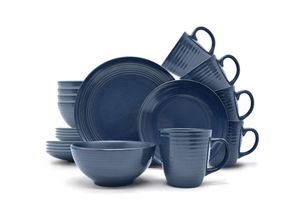 4260238065165 - Echtwerk 16-teiliges Vintage Kombiservice Alicia Modern-Design für 4 Personen Stilvolles dunkelblaues Geschirrset aus Stoneware mit 4 x Speiseteller 4 x Beilagenteller 4 x Schüssel 4 x Teetassen