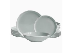 4260238065776 - Echtwerk 12-teiliges Vintage Tafelservice Nerea Nature-Design für 4 Personen Pastellfarbenes Geschirrset aus Steingut mit 4 x Speiseteller 4 x Beilagenteller 4 x Suppenteller Grau