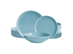 4260238065783 - Echtwerk 12-teiliges Vintage Tafelservice Nerea Nature-Design für 4 Personen Pastellfarbenes Geschirrset aus Steingut mit 4 x Speiseteller 4 x Beilagenteller 4 x Suppenteller Mint