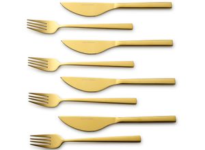 4260238066377 - Besteck-Set Angelini Essbesteck-Sets Gr 8 tlg goldfarben Besteckgarnituren für Pizza Quiche Flammkuchen