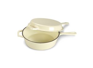 4260238066612 - Gusseisen 2 in 1 Set Topf und Pfanne (creme) - B-Ware Transportschaden Kosmetisch