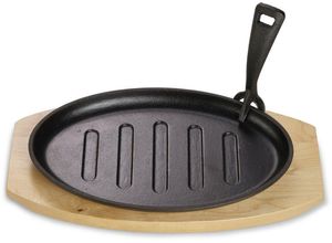 4260238066834 - Servierpfanne ECHTWERK schwarz B275cm Pfannen m Grillstreifen Servierbrett abnehmbarer Griff BackofenGrill BBQ